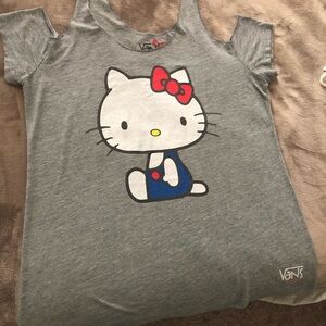 Vans Girls' Grey Hello Kitty Graphic Tee with Red Bow